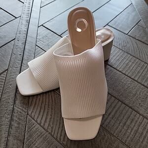 Journee Collection Lorenna Mule White Women Size 9 Block Heel Fabric Upper